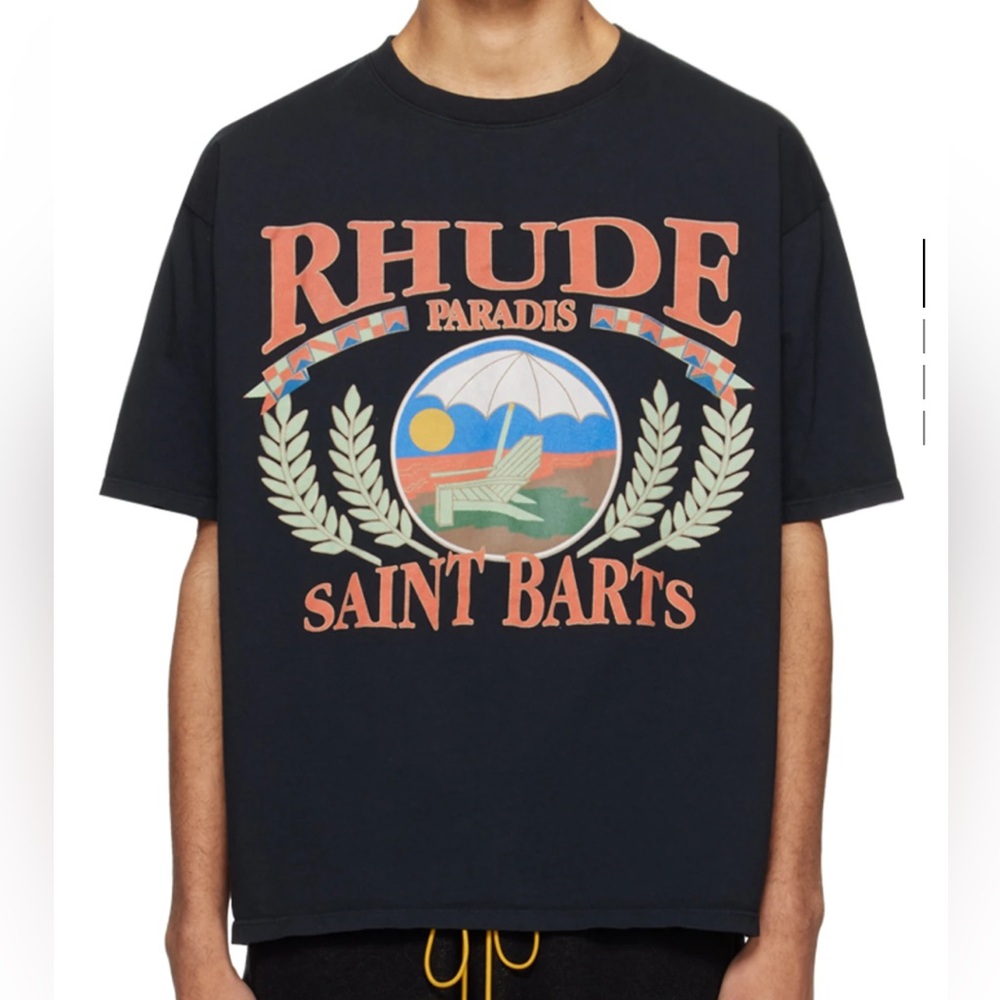Rhude Black Beach Chair Saint Barts T-Shirt